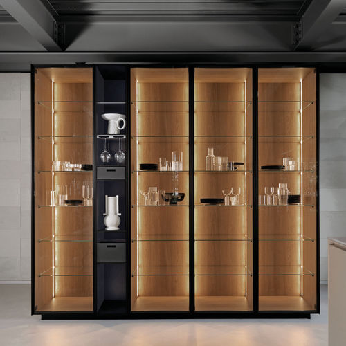 Moderner Geschirrschrank - TECA - Euromobil spa - Glas / Aluminium