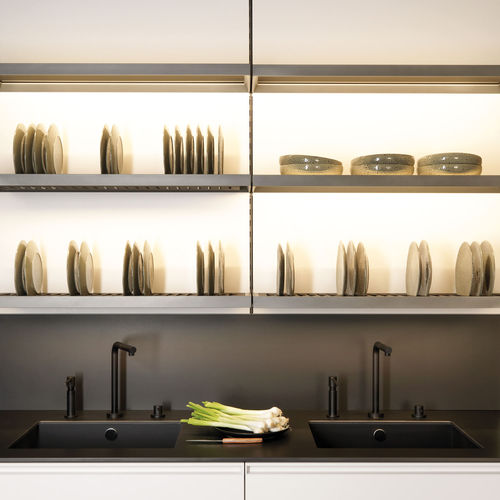 Wandmontiertes Regal - UP - Euromobil spa - modern / Aluminium / Glas