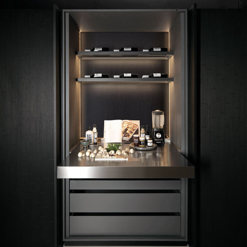 Moderner Lagerschrank für Küchen - CABINET - Euromobil spa - Glas / Edelstahl / Aluminium