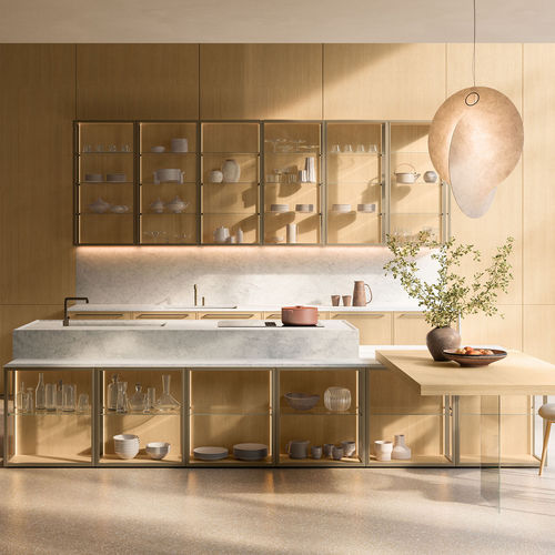Moderne Küche - MARGO - Euromobil spa - Eiche / Glas / Marmor