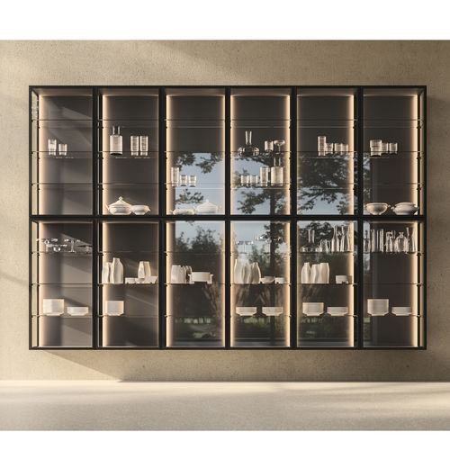 Moderner Geschirrschrank - LEVITAS - Euromobil spa - Glas / Aluminium