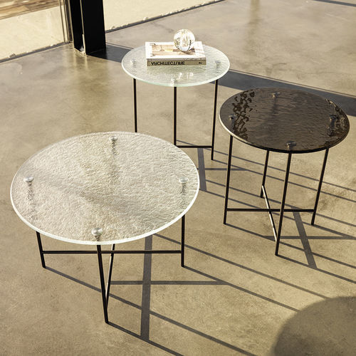 Moderner Couchtisch - NEMU - desiree divani - Glas / Gestell aus Metall / rund