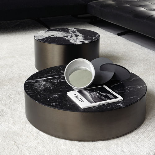 Moderner Couchtisch - STUM - desiree divani - Esche / Marmor / Gestell aus Metall