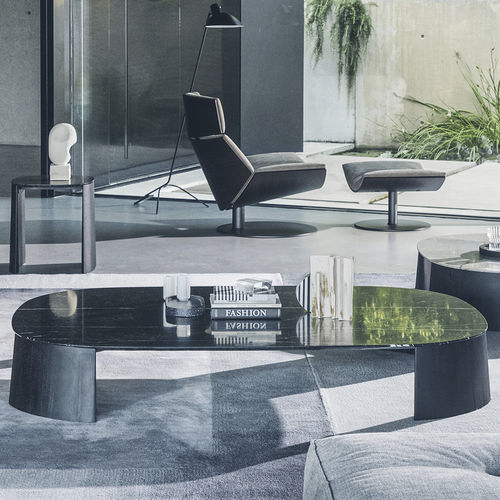 Moderner Couchtisch - DORVAN - desiree divani - Marmor / Gestell aus Iroko / rechteckig