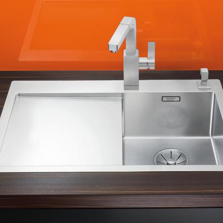 Einbeckenspüle - CLARON 4 S-IF - BLANCO GmbH + Co KG - mit Abtropffläche / Edelstahl / einbaufähig