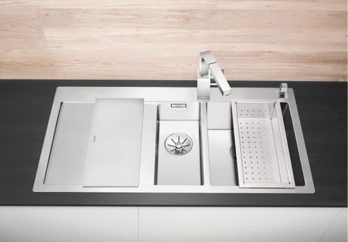 Doppelbeckenspüle - CLARON 6 S-IF - BLANCO GmbH + Co KG - mit Abtropffläche / Edelstahl / einbaufähig