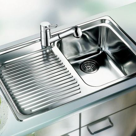 Einbeckenspüle - CLASSIC 4 S - BLANCO GmbH + Co KG - mit Abtropffläche / Edelstahl / einbaufähig