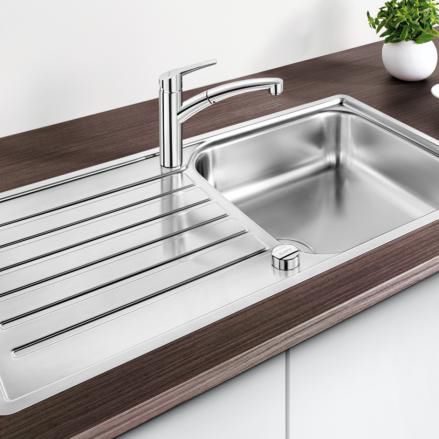 Einbeckenspüle - LANTOS XL 6 S-IF - BLANCO GmbH + Co KG - mit Abtropffläche / Edelstahl / einbaufähig