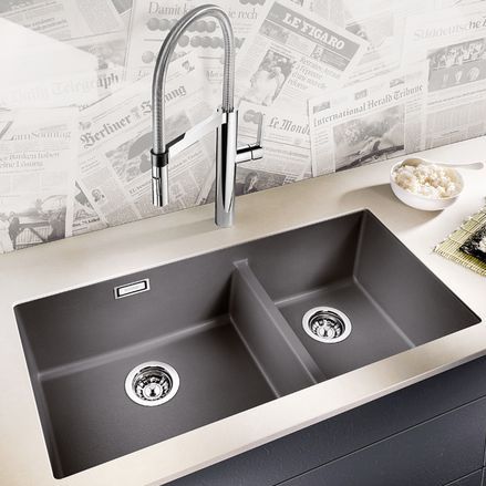 Doppelbeckenspüle - SUBLINE 480/320-U - BLANCO GmbH + Co KG - ohne Abtropffläche / Verbundwerkstoff / Unterbau