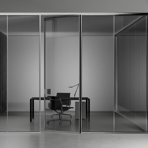 Festinstallierte Trennwand - AP - UNIFOR - mit Doppelverglasung / Aluminium / für professionellen Einsatz