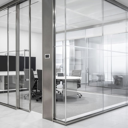 Festinstallierte Trennwand - RP - UNIFOR - modular / mit Glasfront / Aluminium