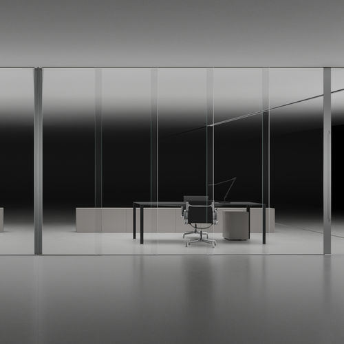 Festinstallierte Trennwand - SC&A - UNIFOR - Schiebe / modular / mit Glasfront