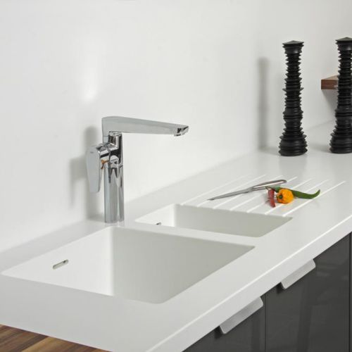 Doppelbeckenspüle - ACRYLATE - DESK FORM, a.s - mit Abtropffläche / Verbundwerkstoff / Monoblock