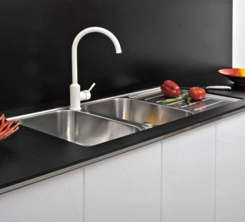 Doppelbeckenspüle - DESK FORM, a.s - mit Abtropffläche / Edelstahl / Unterbau