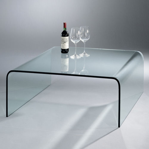 Moderner Couchtisch - U - Dreieck GmbH - Glas / rechteckig / gebogen