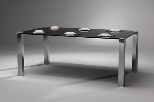 Moderner Esstisch - QUADRO MAGNUM - Dreieck GmbH - Glas / Edelstahl / rechteckig