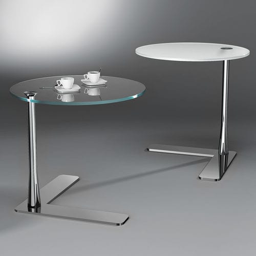 Moderner Beistelltisch - FADO - Dreieck GmbH - Glas / Stahl / kreisförmig