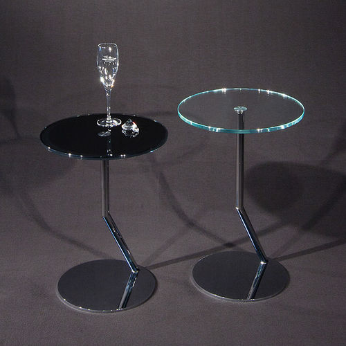 Moderner Beistelltisch - DISC - Dreieck GmbH - Glas / aus verchromtem Metall / rund