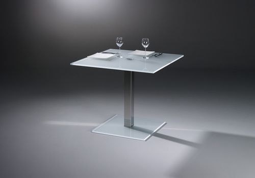 Moderner Bistrotisch - QUADRO SOLO - Dreieck GmbH - Glas / Marmor / polierter Edelstahl