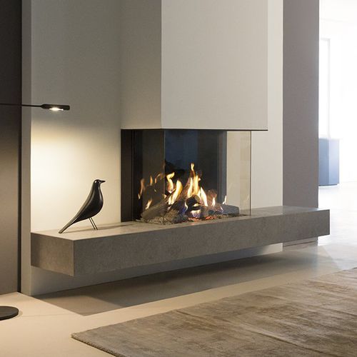 Erdgaskamin - KALFIRE GP70/55S - Kalfire Fireplaces - hybrid / eingebaut / mit 3 Sichtseiten