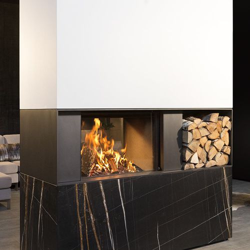 Holzkamin - KALFIRE W80/52T - Kalfire Fireplaces - Einbau / doppelseitig / geschlossene Feuerstelle