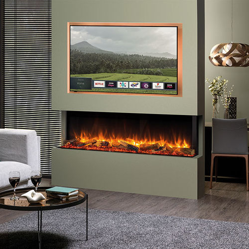 Kamineinsatz mit 3 Sichtseiten - eReflex 150RW - STOVAX & GAZCO - elektrisch / modern / Flammeneffekt