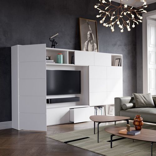 Moderne Wohnwand - VITA - Kettnaker GmbH & Co. KG Möbel-Manufaktur - lackiertes Holz / lackiertes Glas / Aluminium