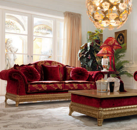 Klassisches Sofa - S203 - Mozzo Giorgio S.r.L. - Stoff / rot / 3 Plätze