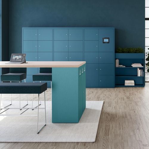 Bodenstehendes Ablagesystem - L series - BISLEY - minimalistisches Design / Holz / Stahl