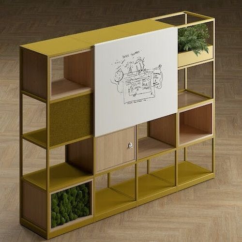 Holz-Raumteiler - OUTLINE - BISLEY - Stahl / für Büro / hängend