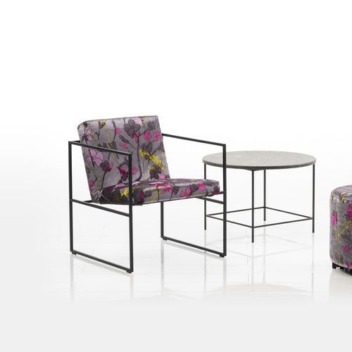 Moderner Sessel - grace - bruehl - Stoff / Metall / grau