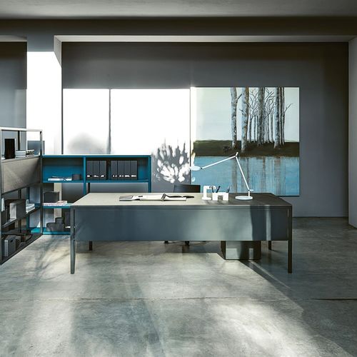 Bodenstehender Schreibtisch - HELSINKI - DESALTO spa - modern / Stahl / Laminat