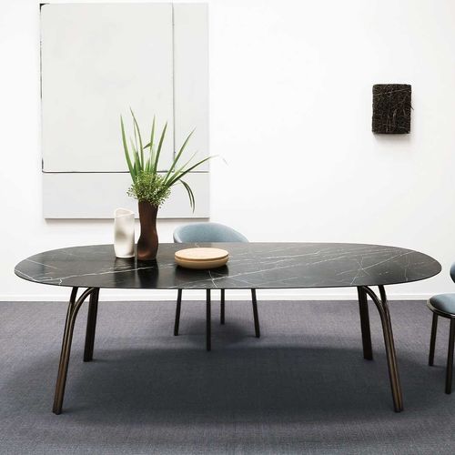 Moderner Tisch - LAKE - DESALTO spa - Nussbaum / MDF / Keramik
