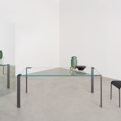 Moderner Tisch - LIKO - DESALTO spa - Glas / Gestell aus Stahl / rechteckig