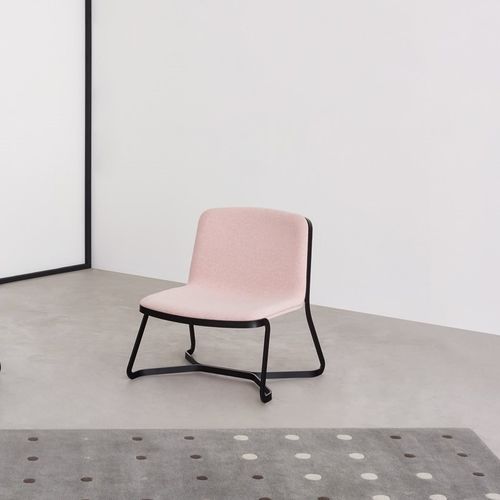 Moderner Kaminsessel - PATH - DESALTO spa - Stoff / Leder / lackierter Stahl