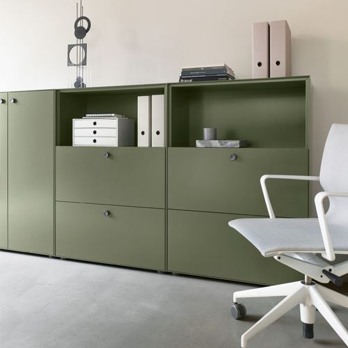 Niedriger Aktenschrank - LINK  - Piure GmbH - lackiertes Holz / mit Schubladen / modular