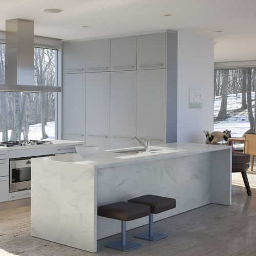 Corian®-Arbeitsplatte - Artista Gray - CORIAN - grau / mit rechteckigen Kanten / mit abgerundeten Kanten