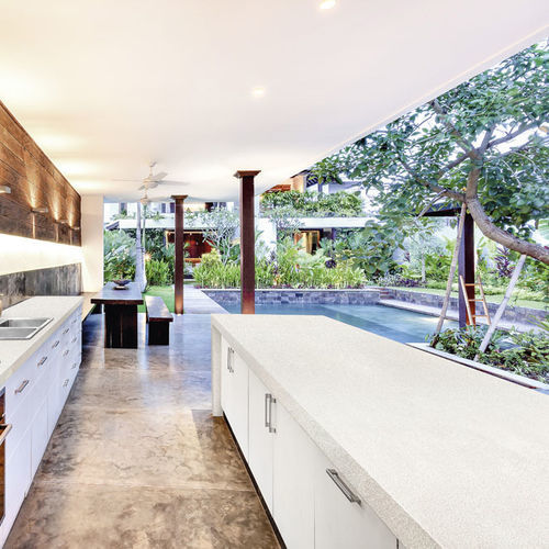 Corian®-Arbeitsplatte - Sparkling Granita - CORIAN - weiß / mit rechteckigen Kanten