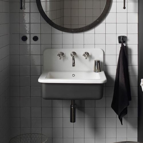 Wandmontiertes Waschbecken - Deep Titanium - CORIAN - Corian® / antibakteriell / rechteckig