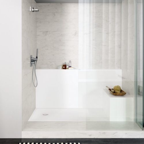 Rechteckige Duschwanne - Smart - CORIAN - zum Einbauen / extraflach / Corian®