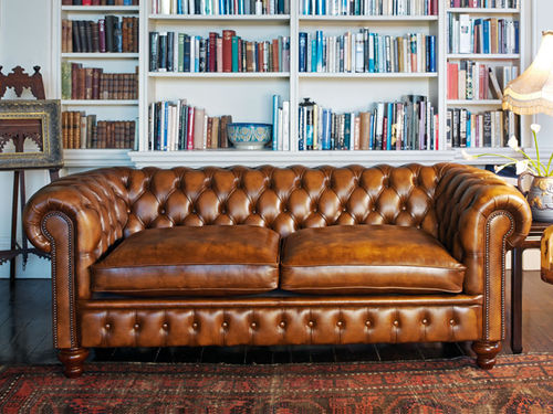 Chesterfield-Sofa - CROMWELL - Fleming & Howland - Wolle / Leder / braun