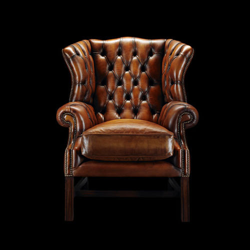Chesterfield-Sessel - SAMUAL JOHNSON - Fleming & Howland - Wolle / Leder / Ohren