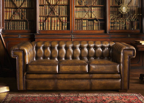 Chesterfield-Sofa - STANLEY - Fleming & Howland - Leder / braun / 3 Plätze