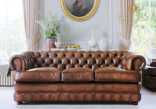 Chesterfield-Sofa - EDWARD - Fleming & Howland - Leder / braun / 3 Plätze