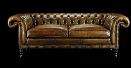 Chesterfield-Sofa - SAMUEL JOHNSON - Fleming & Howland - Samt / Leder / mit Rollen