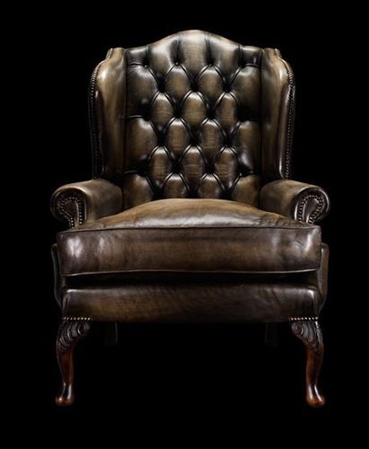 Chesterfield-Sessel - JAMES BOSWELL - Fleming & Howland - Wolle / Leder / Ohren