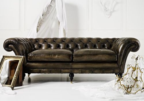 Chesterfield-Sofa - PHILLIP STANHOPE - Fleming & Howland - Leder / mit Rollen / rot