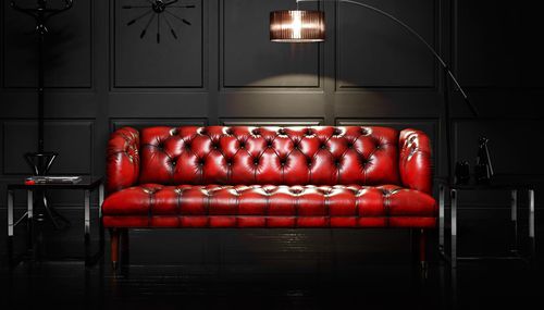 Chesterfield-Sofa - PARLIAMENT - Fleming & Howland - Leder / rot / 3 Plätze