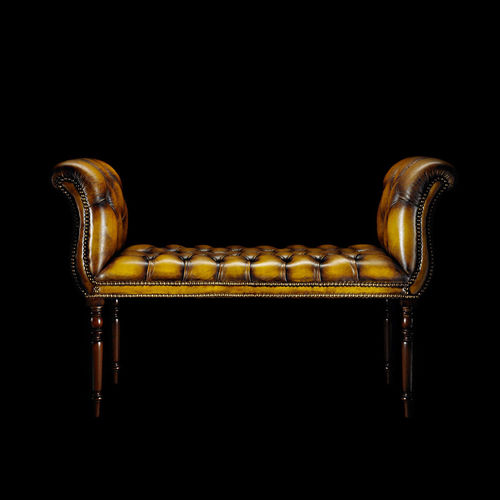 Stil-Polsterbank - WINDOW - Fleming & Howland - Leder / Gestell aus Holz / gold