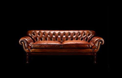 Chesterfield-Sofa - JOHN HAWKESWORTH - Fleming & Howland - Leder / braun / Zweisitzer